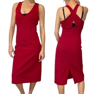 MARIA BIANCA NERO Red Cocktail Dress w/‎ Keyhole Back